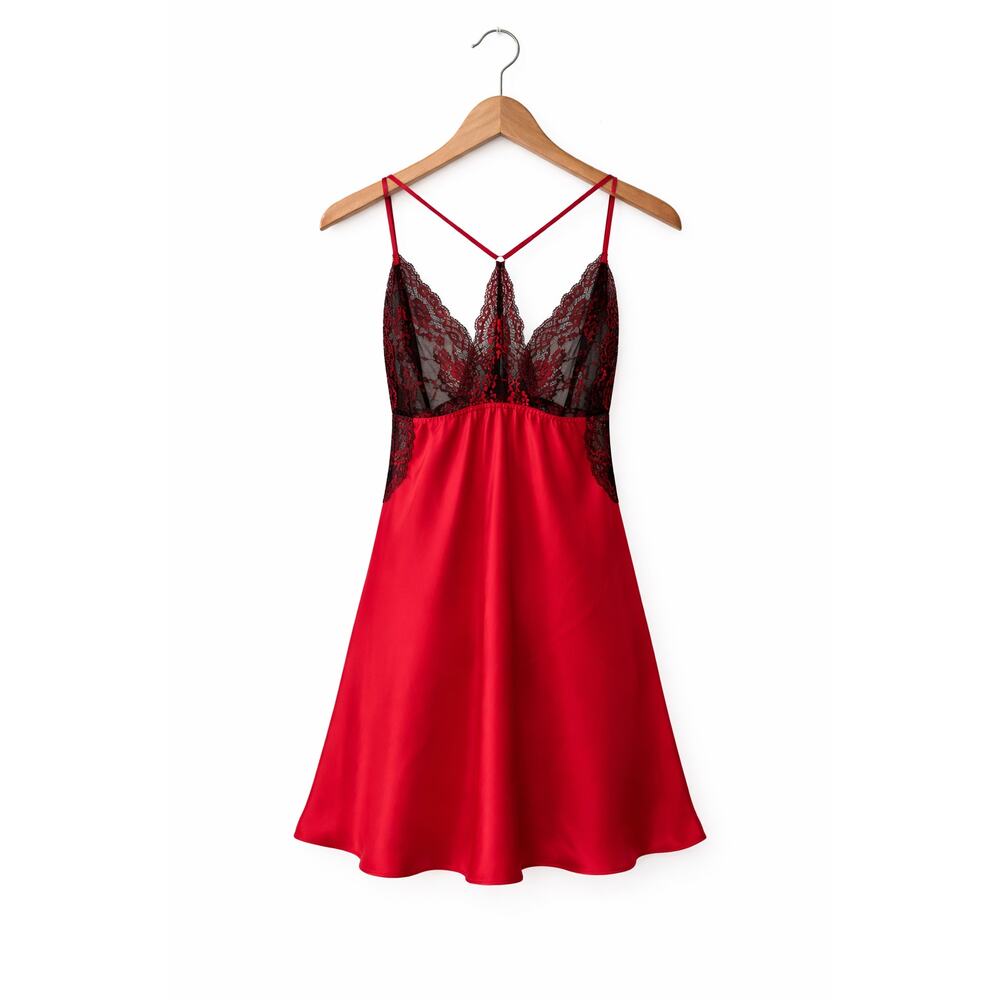 Y2K Babydoll Satin Slip Dress Womens Size L Feminine Sexy 90s Intimates Vampcore